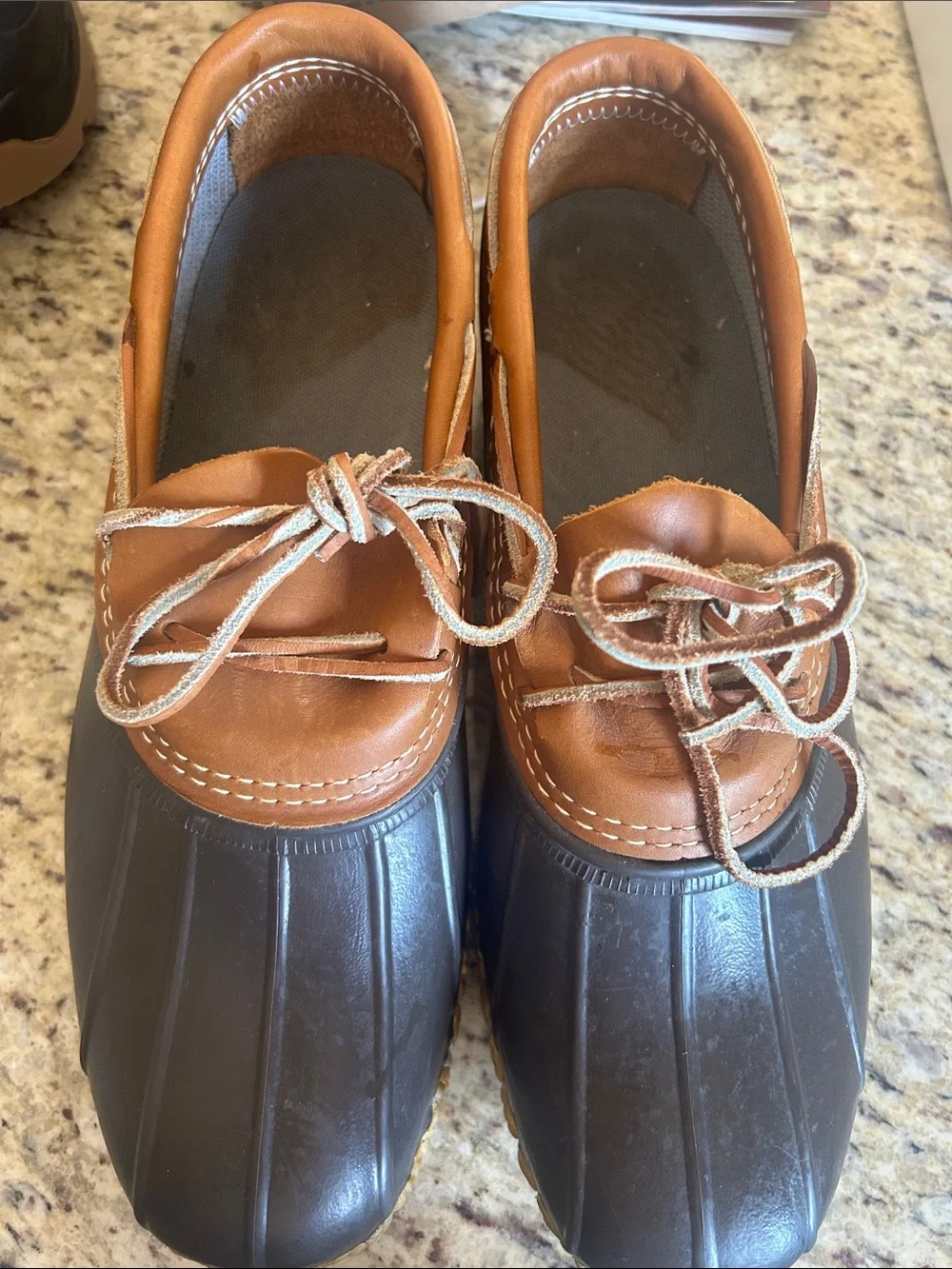 LL BEAN “Bean Boots” men’s brown rubber/leather rain “duck” does. Size 10M EUC